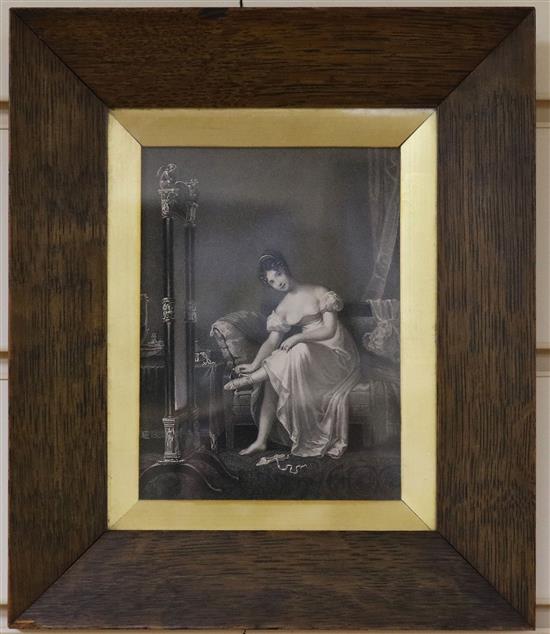 A Victorian tinted photograph in an ornate gilt and rosewood frame and a print
